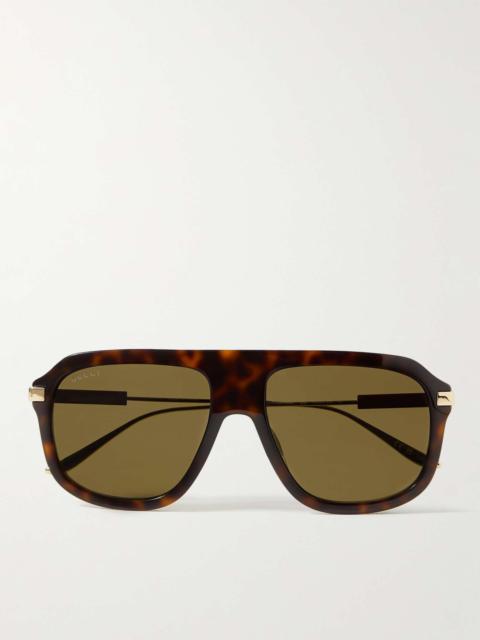 GUCCI Aviator-Style Tortoiseshell Acetate and Gold-Tone Sunglasses