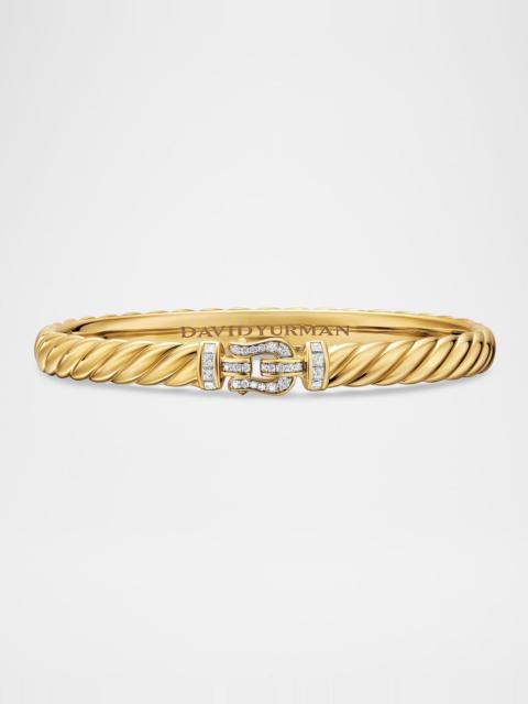 DAVID YURMAN Sculpted Cable Buckle Bracelet with Diamonds in 18K Gold, 6mm