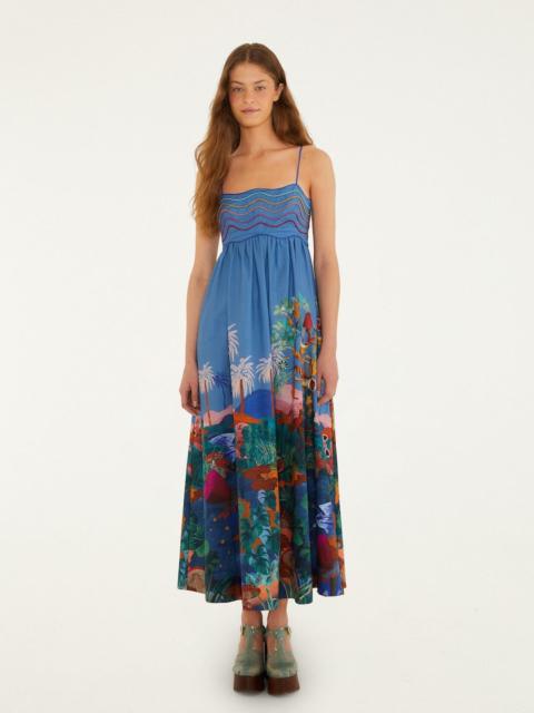 FARM RIO Multicolor Dream Landscape Organic Cotton Sleeveless Maxi Dress