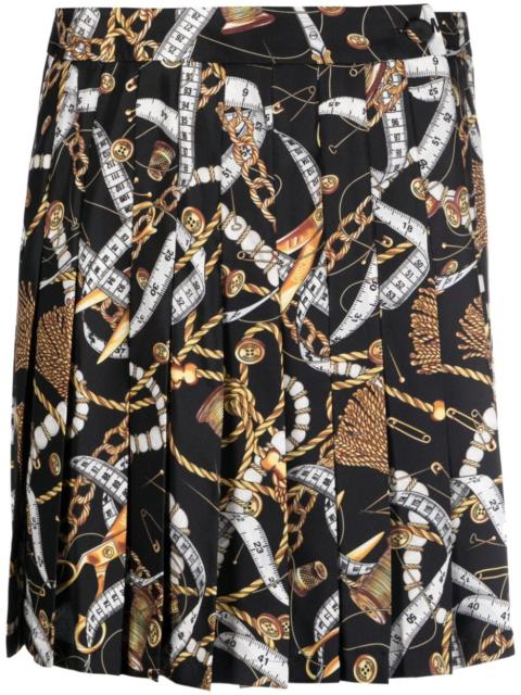 Moschino knife-pleat silk A-line skirt