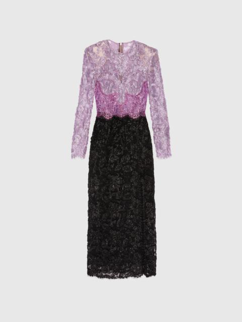 Lamé floral lace dress