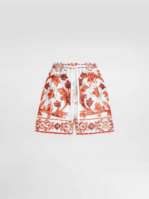 Dolce & Gabbana Majolica-print broderie anglaise lace shorts