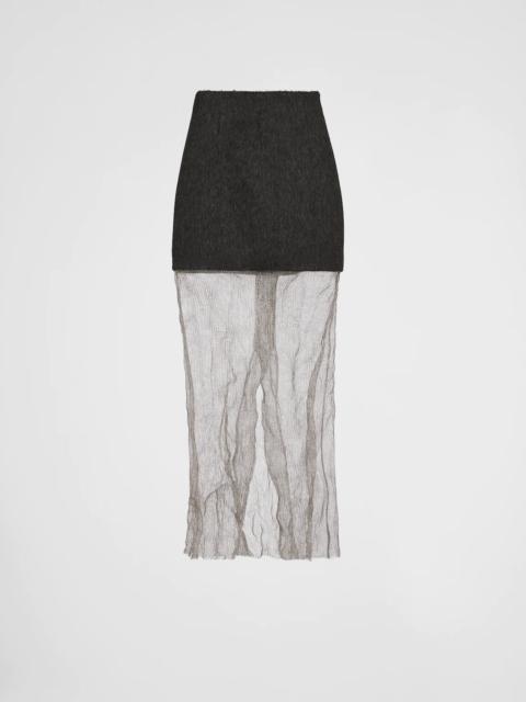 Prada Cloth and mesh midi-skirt