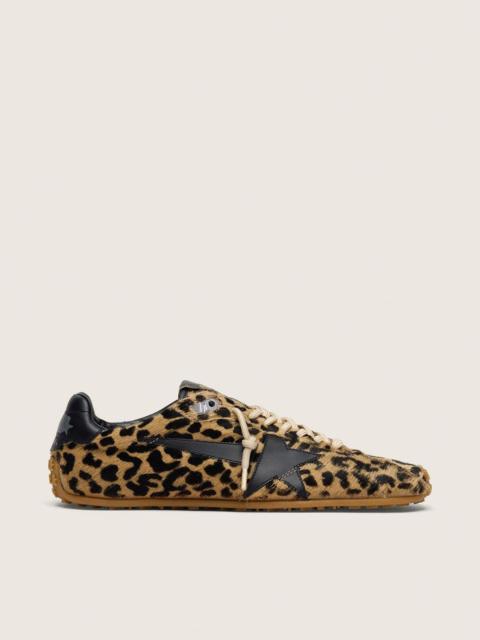Golden Goose Women's Marathon Speed in beige and black leopard-print pony skin with black leather star