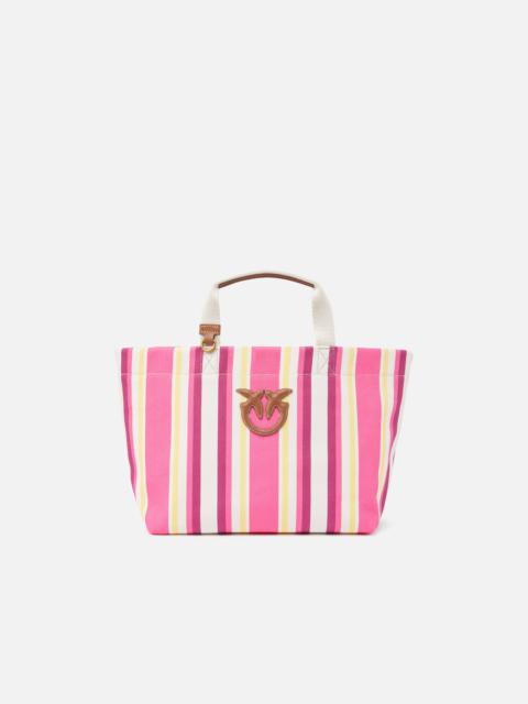 トートバッグ PINKO beach shopper in salt-and-pepper recycled canvas PINKO BEACH SHOPPER IN SALT-AND-PEPPER RECYCLED CANVAS | L