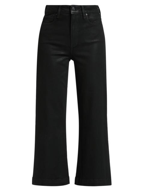 PAIGE Women's Anessa Coated High-Rise Wide-Leg Ankle Jeans - Black Fog Luxe Coating