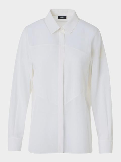 AKRIS Geometric Paneled Cotton Button-Down Shirt