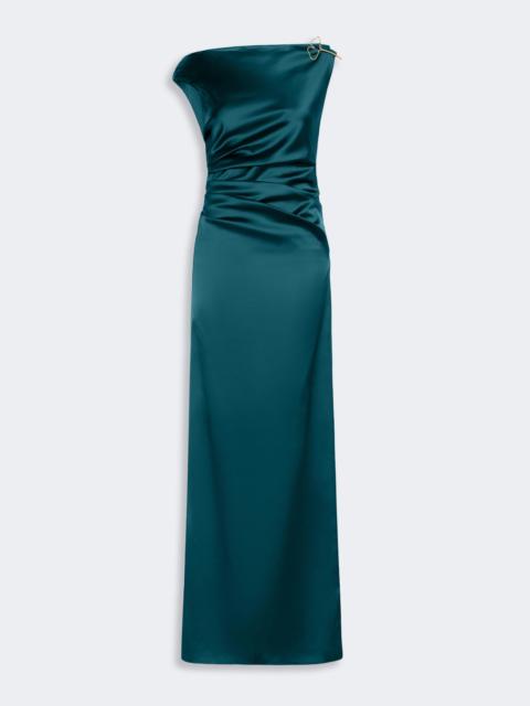 Max Mara DREAM Long stretch satin dress - DARK GREEN