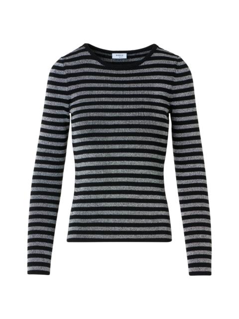 AKRIS Women's Metallic Striped Merino Wool Rib-Knit Sweater - Black Brushed Steel