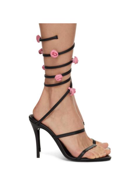 Black Long Spiral Heeled Sandals