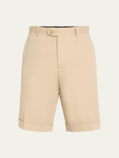 Brioni Men's Cotton Gabardine Flat-Front Shorts