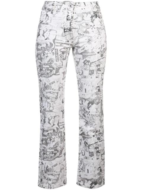 Off-White cartoon-printed straight jeans