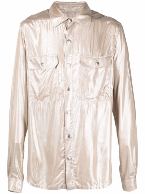 coated button-up shirt