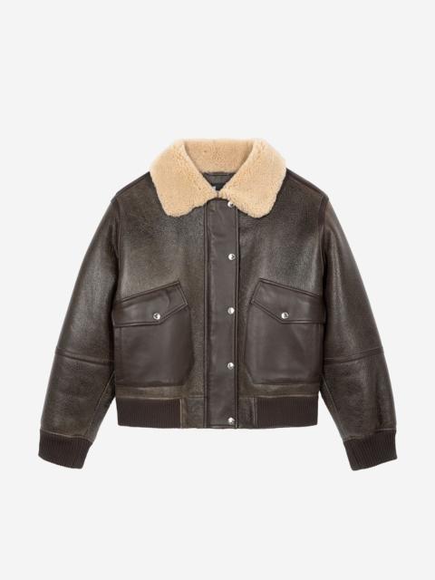 The Kooples SHORT BROWN WOOLLY SKIN