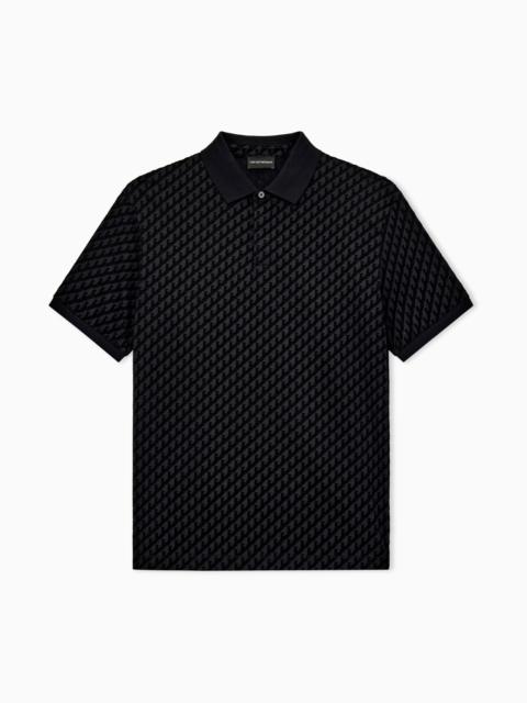 EMPORIO ARMANI POLO SHIRT IN LYOCELL BLEND WITH ALL-OVER LOGO