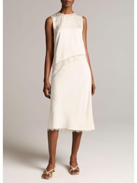 Vince Lace-Trim Satin Slip Skirt