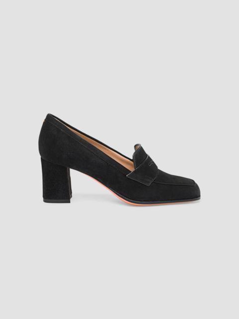 Santoni Women's Carla 65MM Suede Penny Loafer Pumps - Black