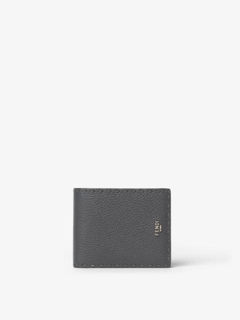FENDI Selleria Wallet Asphalt gray and pink Selleria bi-fold wallet with 132 hand-sewn stitches