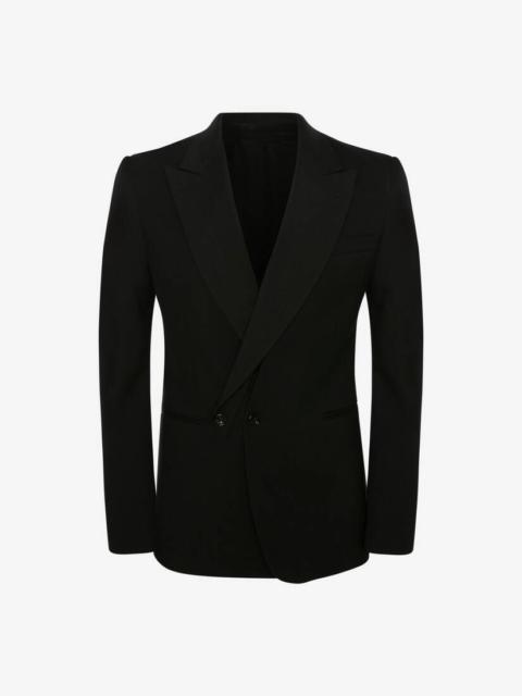 Alexander McQueen Men's Single-breasted Detachable Lapel Jacket in Black