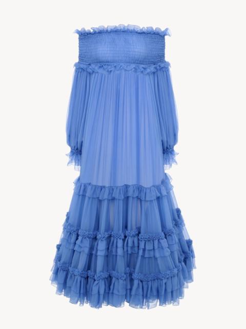 Chloé OFF-THE-SHOULDER LONG DRESS IN SILK MOUSSELINE