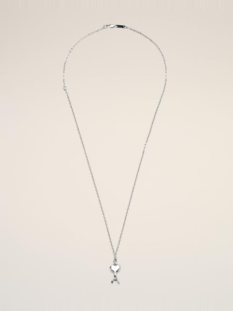 AMI Paris SILVER BRASS NECKLACE WITH HAMMERED AMI DE COEUR