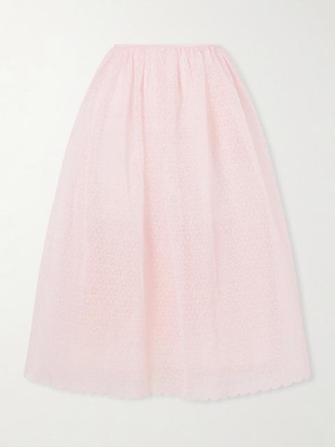 CECILIE BAHNSEN Embroidered Cotton-blend Midi Skirt