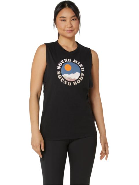 Asics WOMEN'S ASICS SUN IN THE SKY SLOGAN MUSCLE TEE