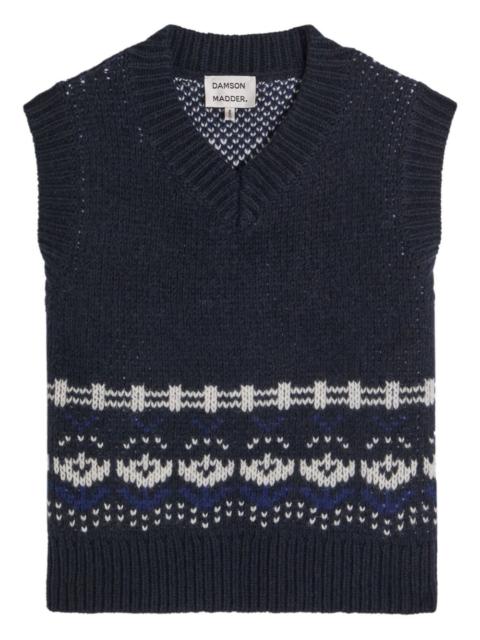 DAMSON MADDER. patterned V-neck wool top