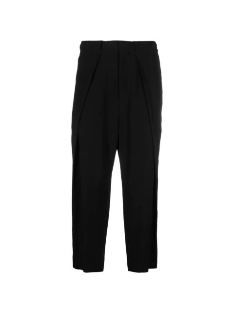 side folded crepe cropped trousers