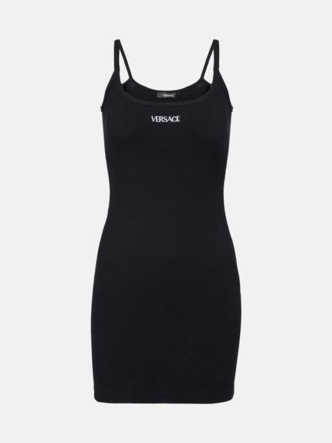 VERSACE Logo cotton-blend minidress
