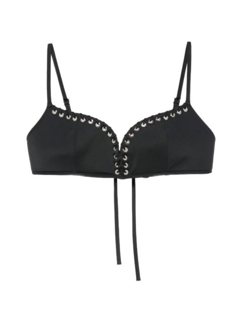 LUDOVIC DE SAINT SERNIN eyelet-embellished lace-up bikini top