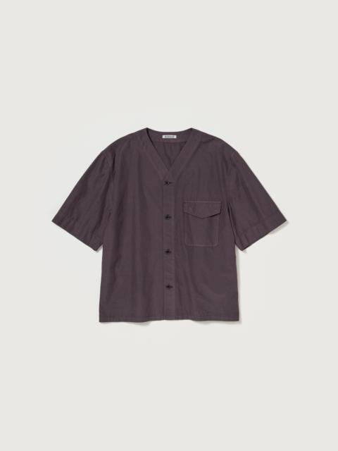 AURALEE GARMENT-DYED FINX SHUTTLE WEATHER HALF SLEEVED SHIRT