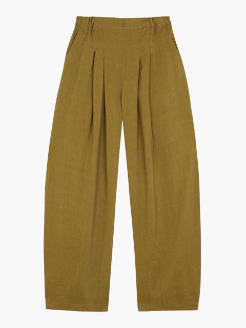 cortana Elena Pleated High-Rise Wide-Leg Pants olive