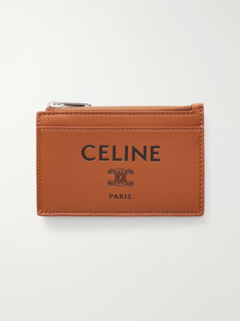 CELINE Logo-Debossed Leather Cardholder Brown