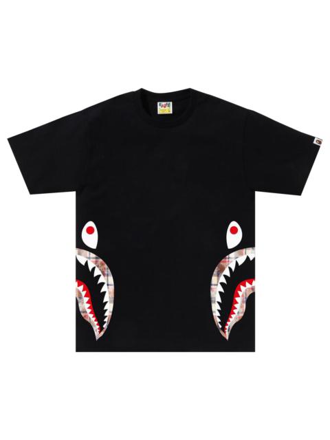 BAPE Bleached Check Side Shark Tee 'Black'