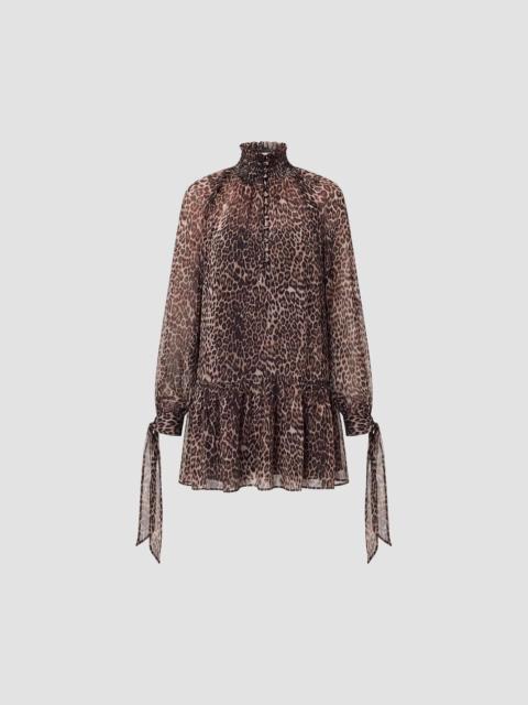 NICHOLAS Women's Eliza Cheetah Scarf Detail Mini Swing Dress - Desert Leopard