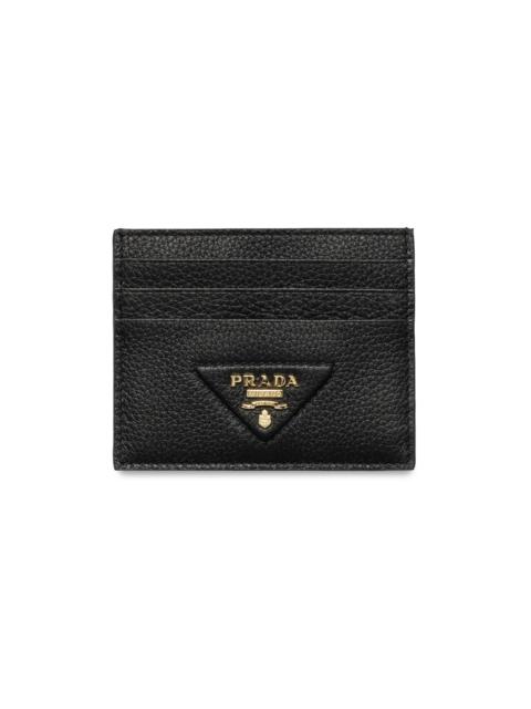 Prada Women's Leather Card Holder - Black Gold