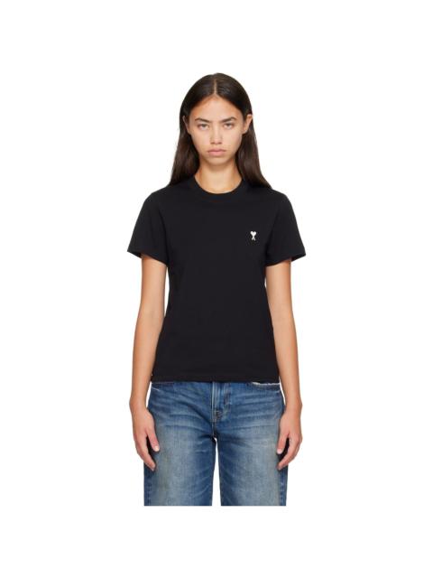 AMI Paris Black Cotton Ami de Coeur T-shirt