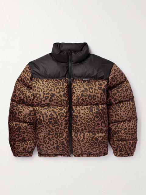 Logo-Appliquéd Leopard-Print Shell Down Jacket