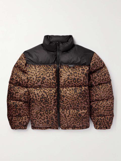 VETEMENTS Logo-Appliquéd Leopard-Print Shell Down Jacket