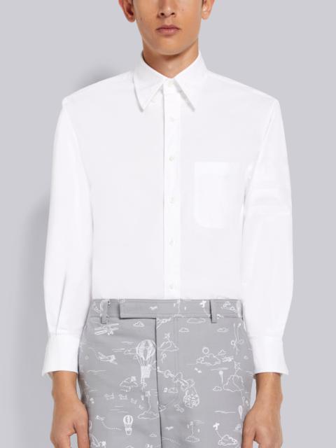 Thom Browne White Oxford Satin Weave 4-Bar Oversized Shirt