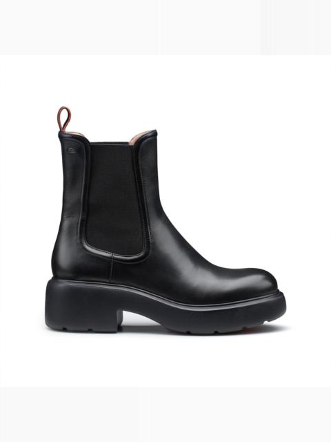 Santoni Women's black leather Easy ankle boot