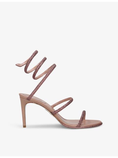 RENE CAOVILLA Cleo 80 crystal-embellished leather heeled sandals