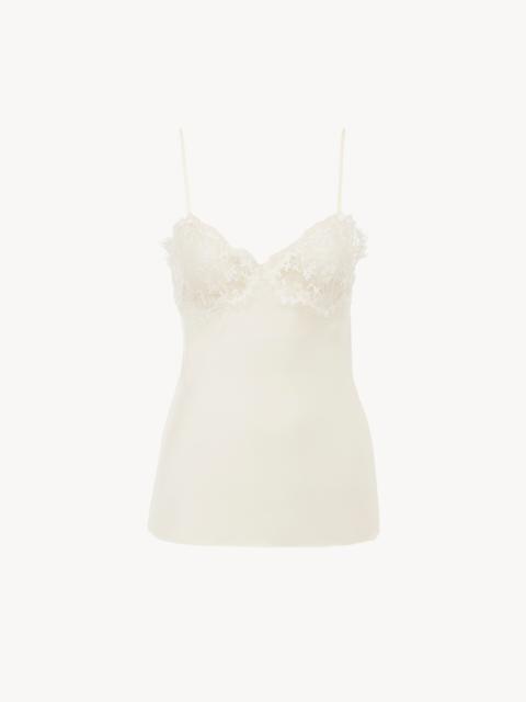 Chloé CAMISOLE TOP IN WASHED SILK SATIN & LACE