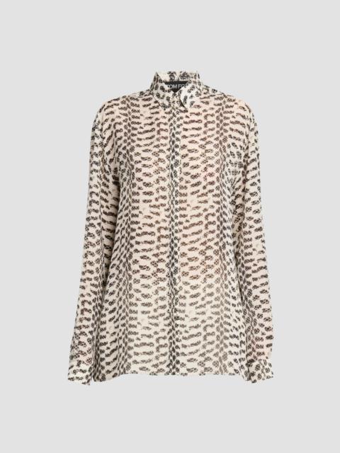 TOM FORD Women's Broken Snake Silk Georgette Boyfriend Shirt - Black White