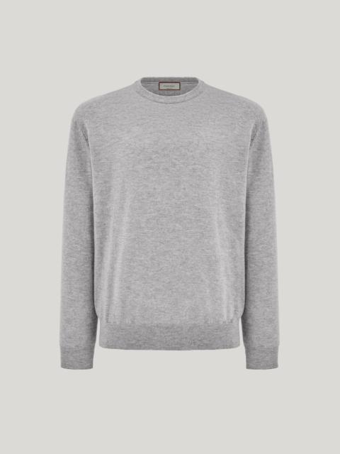 Canali LIGHT MELANGE GRAY CASHMERE CREW NECK SWEATER