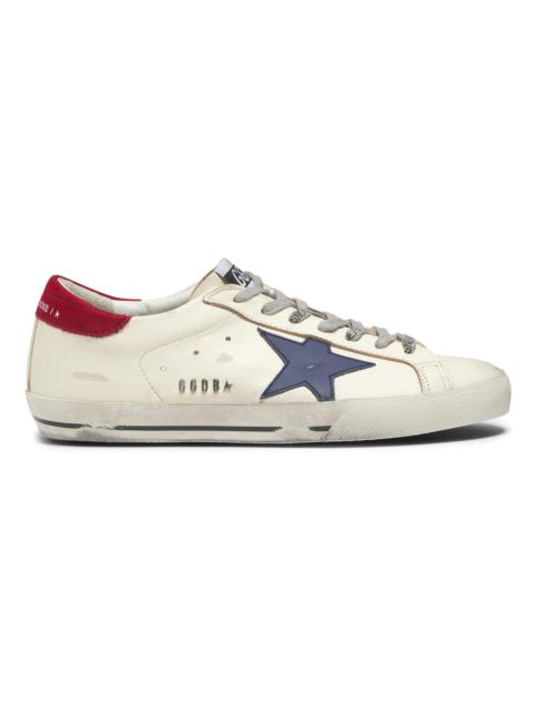 Golden Goose Unisex Super Star Leather Low-Top Sneakers - White Blue Red
