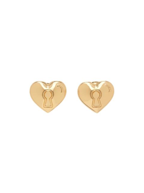 Moschino Gold Heart Lock Earrings