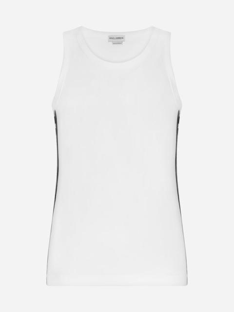 Two-way stretch cotton singlet with patch