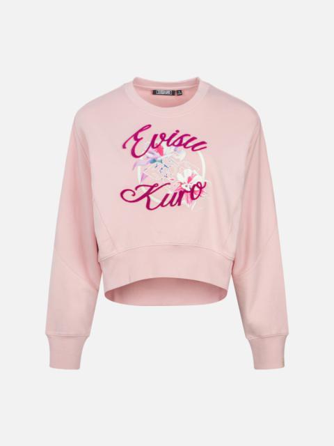 EVISU Floral Kamon Print and Logo Jacquard Loose Fit Sweatshirt